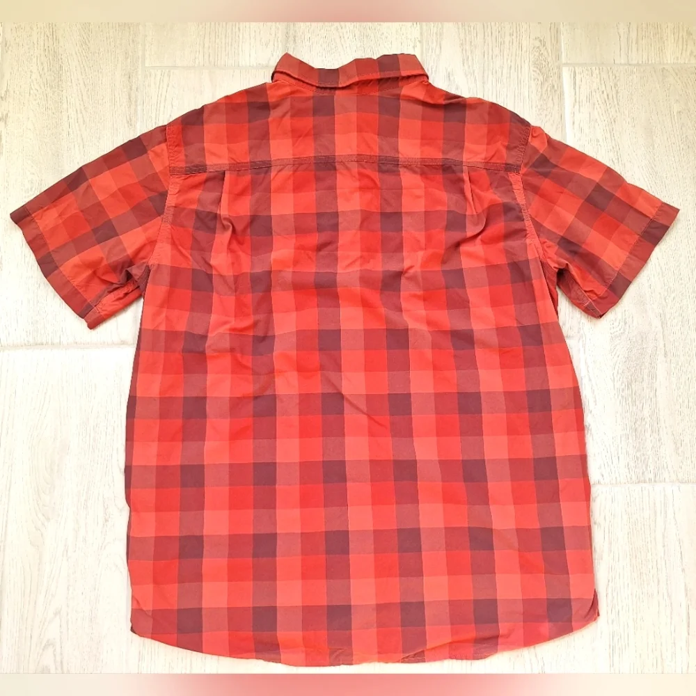The North Face men's lightweight red orange plaid short-sleeved button-down - XL